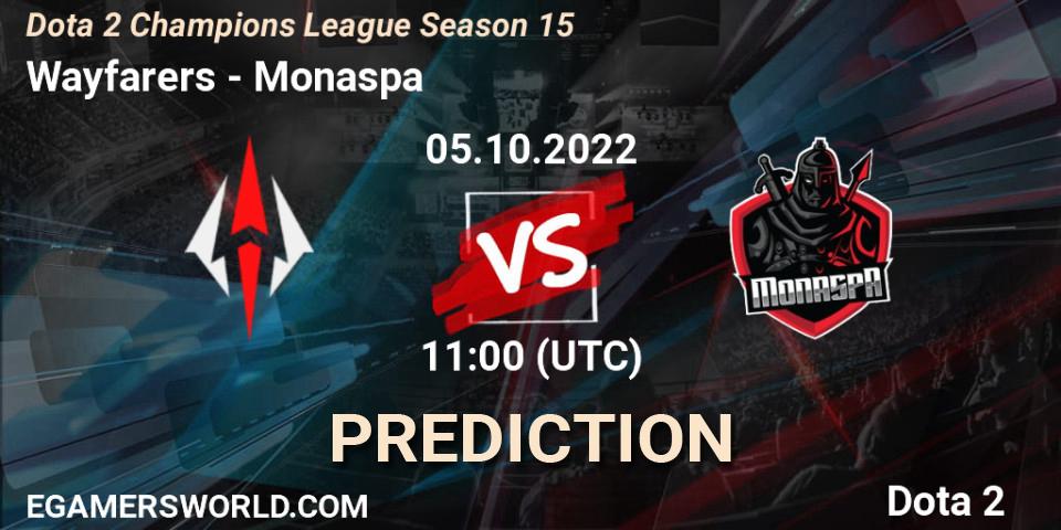 Wayfarers vs Monaspa: Match Prediction. 05.10.2022 at 11:05, Dota 2, Dota 2 Champions League Season 15