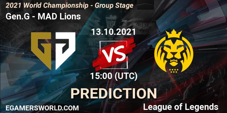 Gen.G vs MAD Lions: Match Prediction. 18.10.2021 at 11:00, LoL, 2021 World Championship - Group Stage