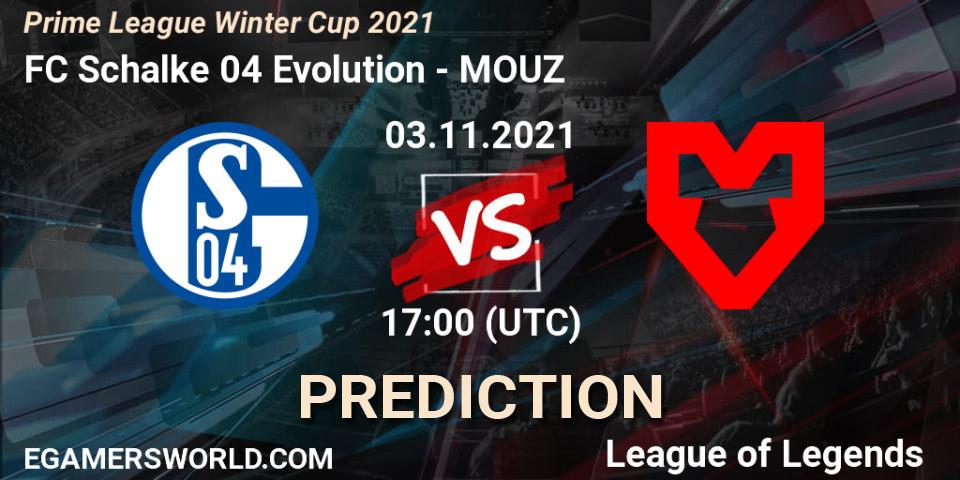 FC Schalke 04 Evolution vs MOUZ: Match Prediction. 03.11.21, LoL, Prime League Winter Cup 2021
