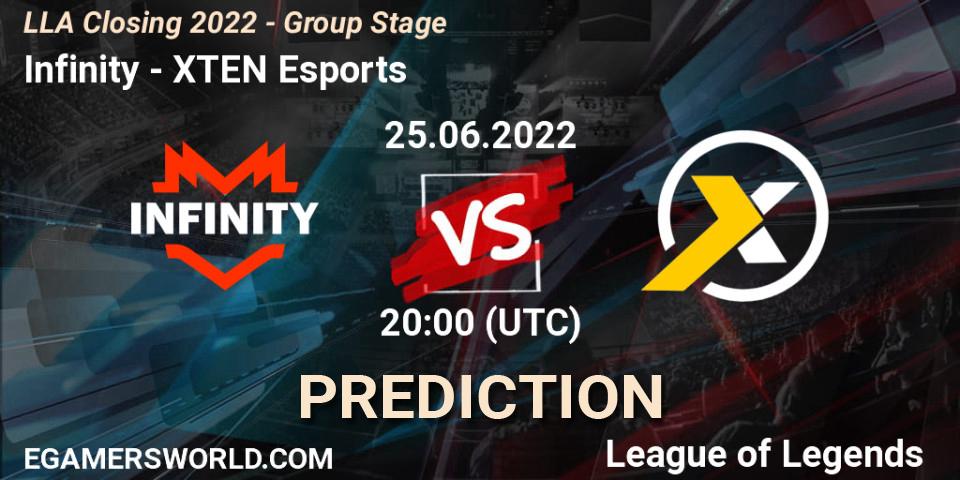 Infinity vs XTEN Esports: Match Prediction. 25.06.2022 at 23:00, LoL, LLA Closing 2022 - Group Stage