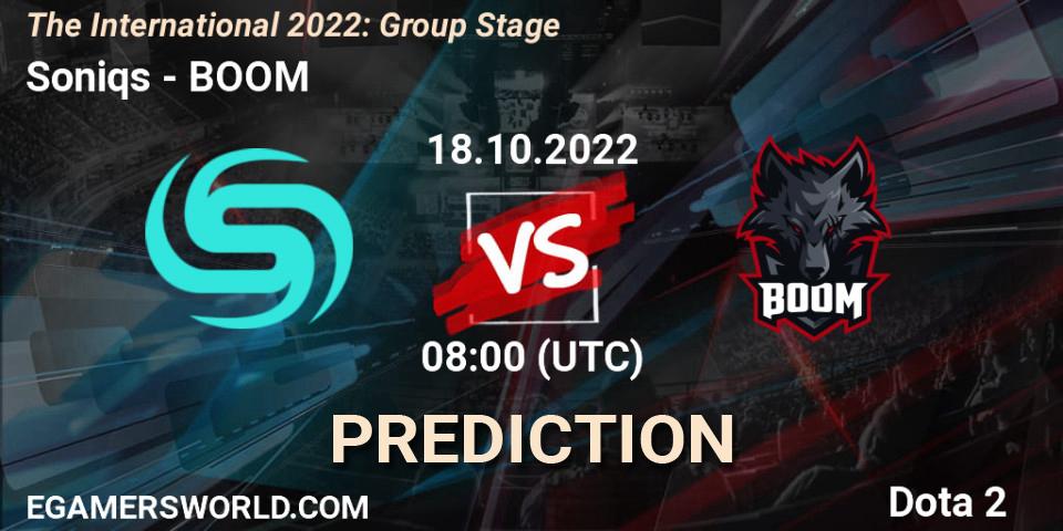 Soniqs vs BOOM: Match Prediction. 18.10.2022 at 08:30, Dota 2, The International 2022: Group Stage