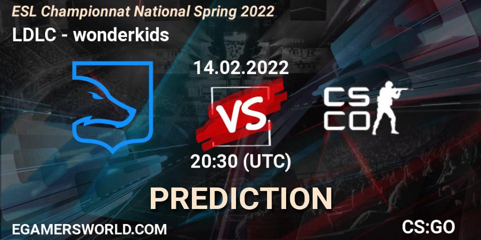 LDLC vs wonderkids: Match Prediction. 14.02.2022 at 20:30, Counter-Strike (CS2), ESL Championnat National Spring 2022