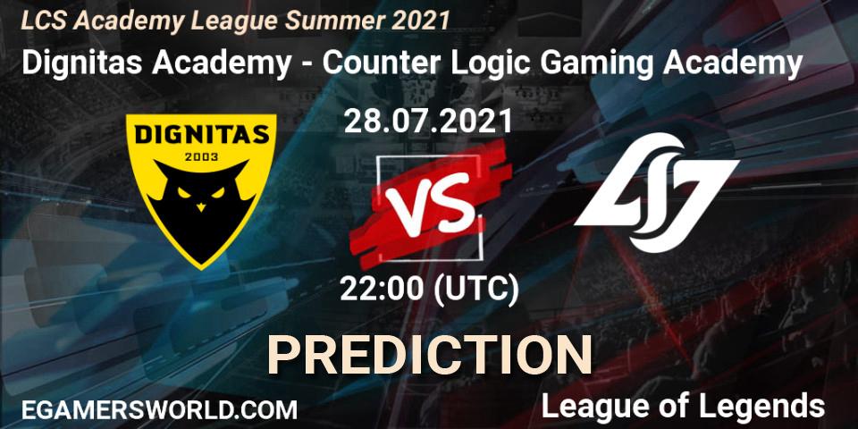 Dignitas Academy vs Counter Logic Gaming Academy: Match Prediction. 28.07.2021 at 22:00, LoL, LCS Academy League Summer 2021