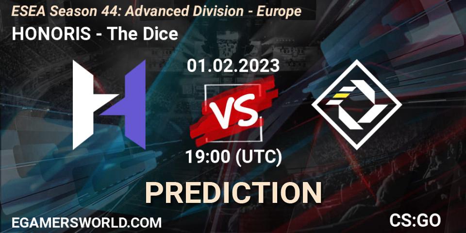 HONORIS vs The Dice: Match Prediction. 01.02.23, CS2 (CS:GO), ESEA Season 44: Advanced Division - Europe