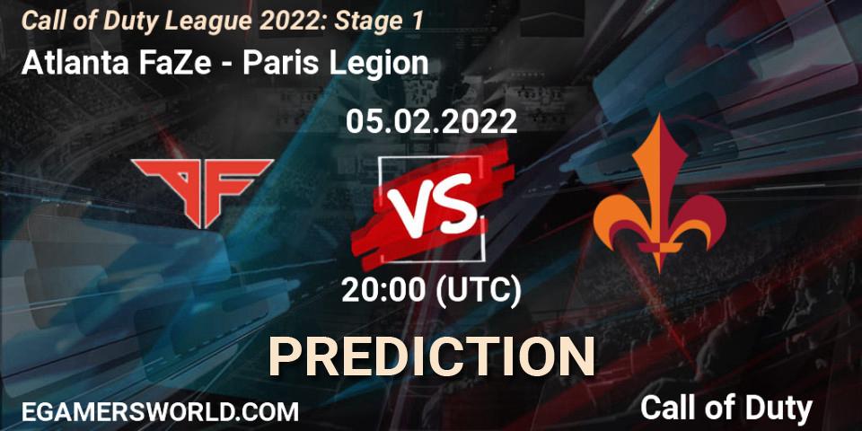 Atlanta FaZe vs Paris Legion: Match Prediction. 05.02.22, Call of Duty, Call of Duty League 2022: Stage 1