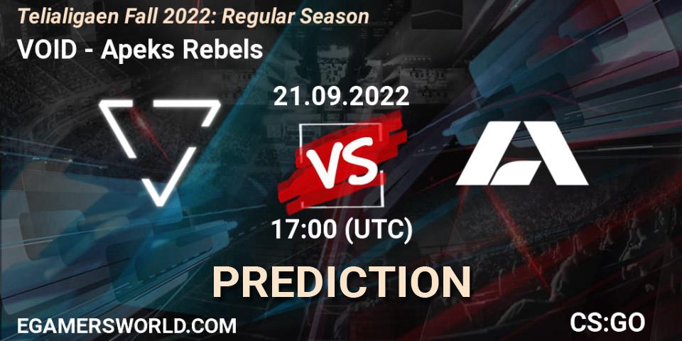 VOID vs Apeks Rebels: Match Prediction. 21.09.2022 at 17:00, Counter-Strike (CS2), Telialigaen Fall 2022: Regular Season
