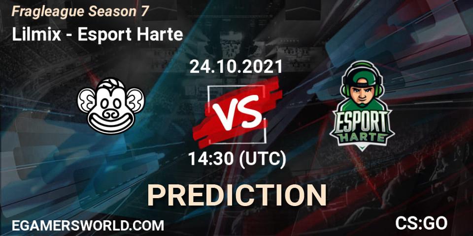 Lilmix vs Esport Harte: Match Prediction. 24.10.2021 at 14:30, Counter-Strike (CS2), Fragleague Season 7