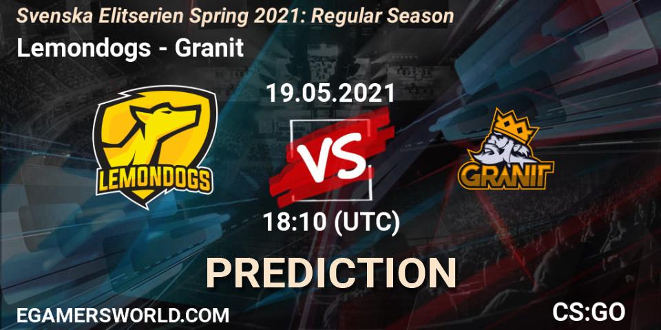 Lemondogs vs Granit: Match Prediction. 19.05.21, CS2 (CS:GO), Svenska Elitserien Spring 2021: Regular Season