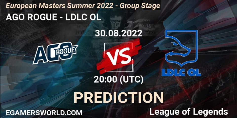 AGO ROGUE vs LDLC OL: Match Prediction. 30.08.2022 at 20:00, LoL, European Masters Summer 2022 - Group Stage