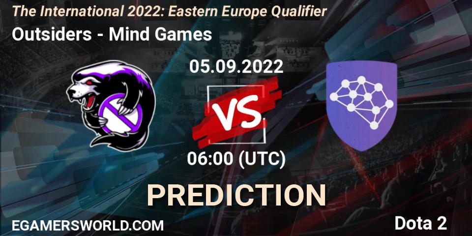 Outsiders vs Mind Games: Match Prediction. 05.09.22, Dota 2, The International 2022: Eastern Europe Qualifier