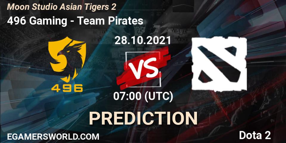 496 Gaming vs Team Pirates: Match Prediction. 28.10.2021 at 07:08, Dota 2, Moon Studio Asian Tigers 2