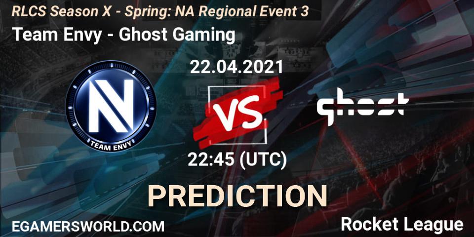 Team Envy vs Ghost Gaming: Match Prediction. 22.04.2021 at 22:45, Rocket League, RLCS Season X - Spring: NA Regional Event 3