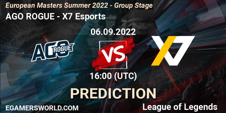 AGO ROGUE vs X7 Esports: Match Prediction. 06.09.2022 at 16:00, LoL, European Masters Summer 2022 - Group Stage