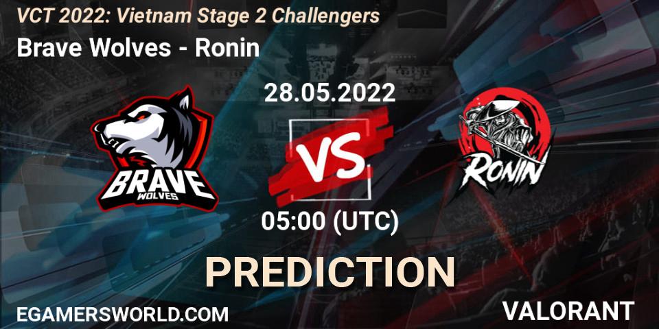 Brave Wolves vs Ronin: Match Prediction. 28.05.2022 at 08:30, VALORANT, VCT 2022: Vietnam Stage 2 Challengers