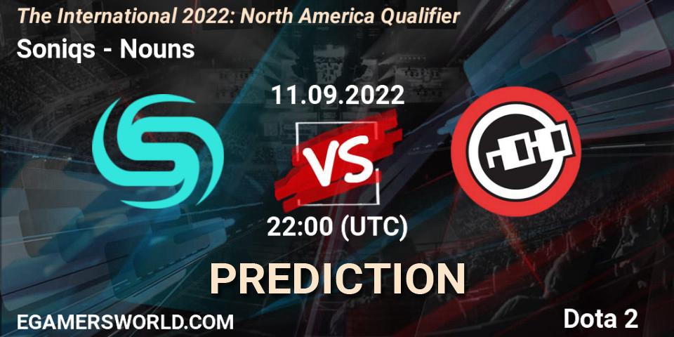 Soniqs vs Nouns: Match Prediction. 11.09.22, Dota 2, The International 2022: North America Qualifier