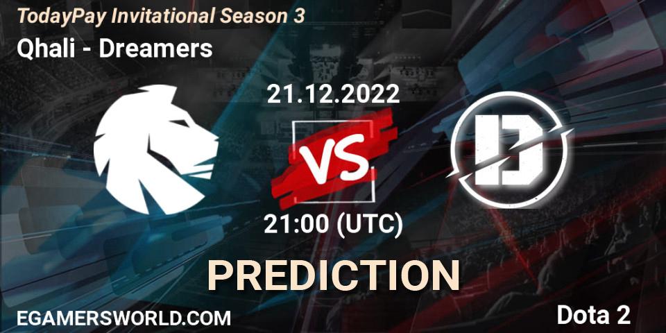 Qhali vs Dreamers: Match Prediction. 21.12.2022 at 21:09, Dota 2, TodayPay Invitational Season 3