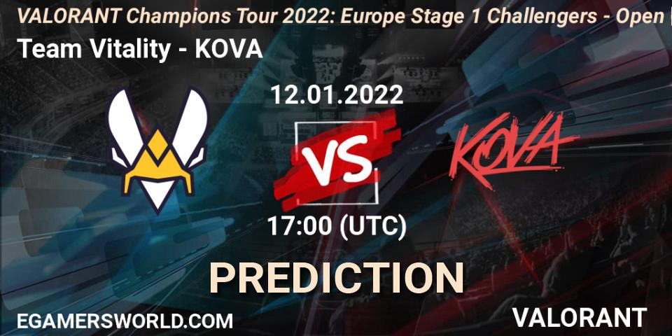 Team Vitality vs KOVA: Match Prediction. 12.01.2022 at 18:00, VALORANT, VCT 2022: Europe Stage 1 Challengers - Open Qualifier 1