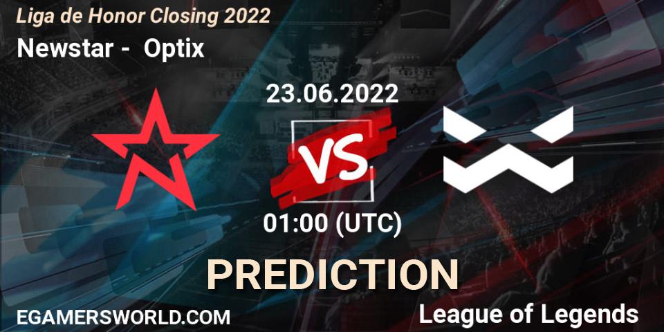 Newstar vs Optix: Match Prediction. 23.06.2022 at 01:00, LoL, Liga de Honor Closing 2022