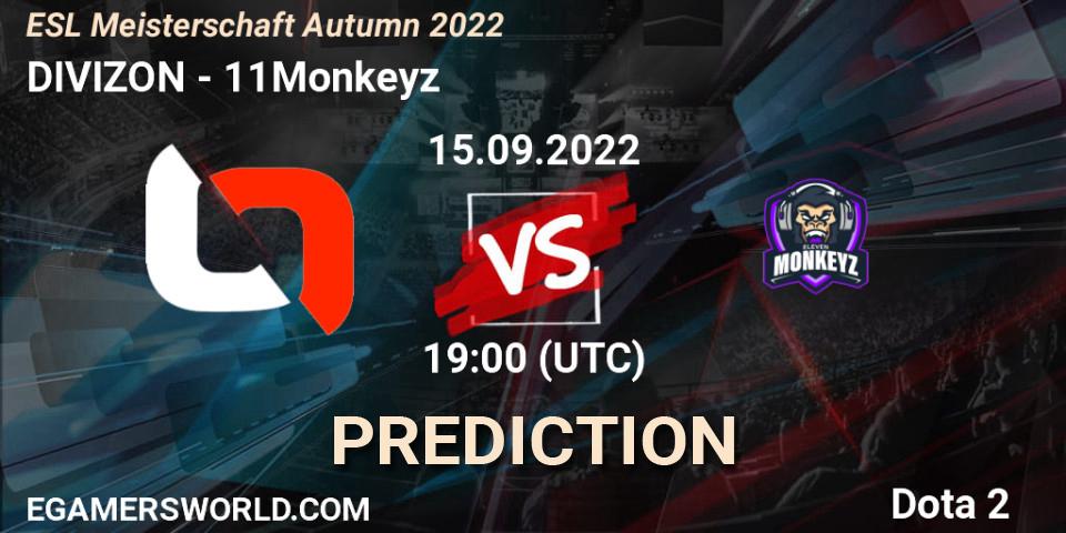 DIVIZON vs 11Monkeyz: Match Prediction. 15.09.2022 at 19:18, Dota 2, ESL Meisterschaft Autumn 2022