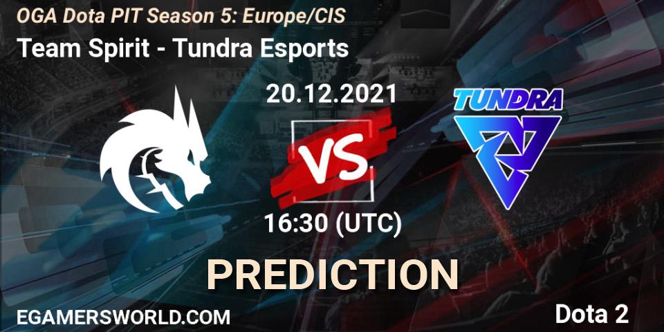 Team Spirit vs Tundra Esports: Match Prediction. 20.12.2021 at 16:00, Dota 2, OGA Dota PIT Season 5: Europe/CIS