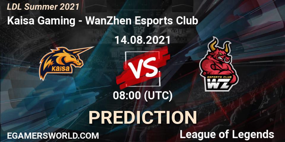 Kaisa Gaming vs WanZhen Esports Club: Match Prediction. 14.08.2021 at 09:05, LoL, LDL Summer 2021