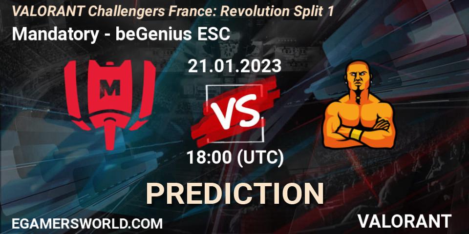Mandatory vs beGenius ESC: Match Prediction. 21.01.23, VALORANT, VALORANT Challengers 2023 France: Revolution Split 1