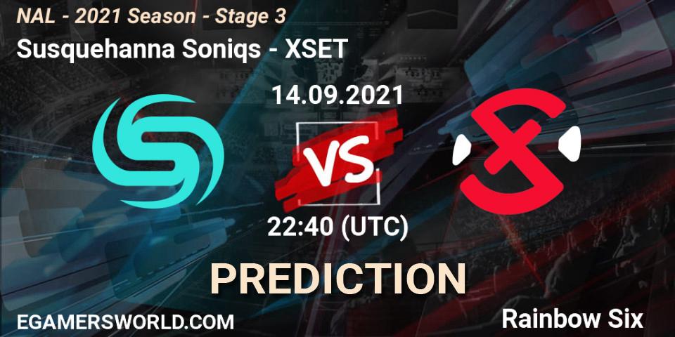 Susquehanna Soniqs vs XSET: Match Prediction. 14.09.2021 at 22:40, Rainbow Six, NAL - 2021 Season - Stage 3