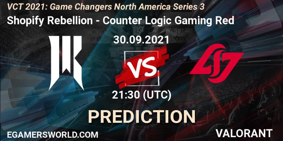 Shopify Rebellion vs Counter Logic Gaming Red: Match Prediction. 30.09.2021 at 21:30, VALORANT, VCT 2021: Game Changers North America Series 3