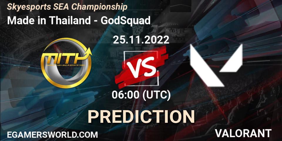 Made in Thailand vs GodSquad: Match Prediction. 25.11.2022 at 06:00, VALORANT, Skyesports SEA Championship