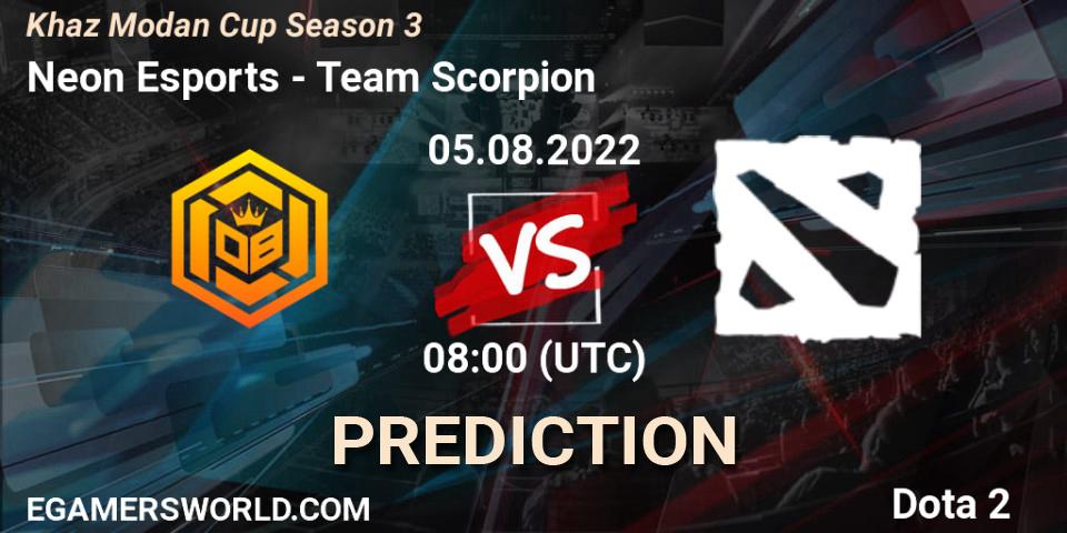 Neon Esports vs Team Scorpion: Match Prediction. 05.08.2022 at 06:00, Dota 2, Khaz Modan Cup Season 3