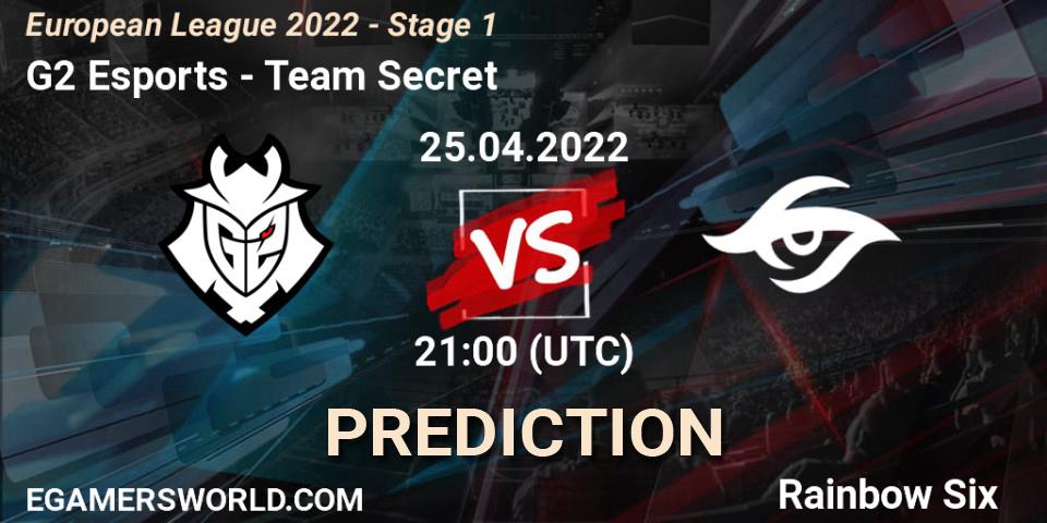 G2 Esports vs Team Secret: Match Prediction. 25.04.22, Rainbow Six, European League 2022 - Stage 1