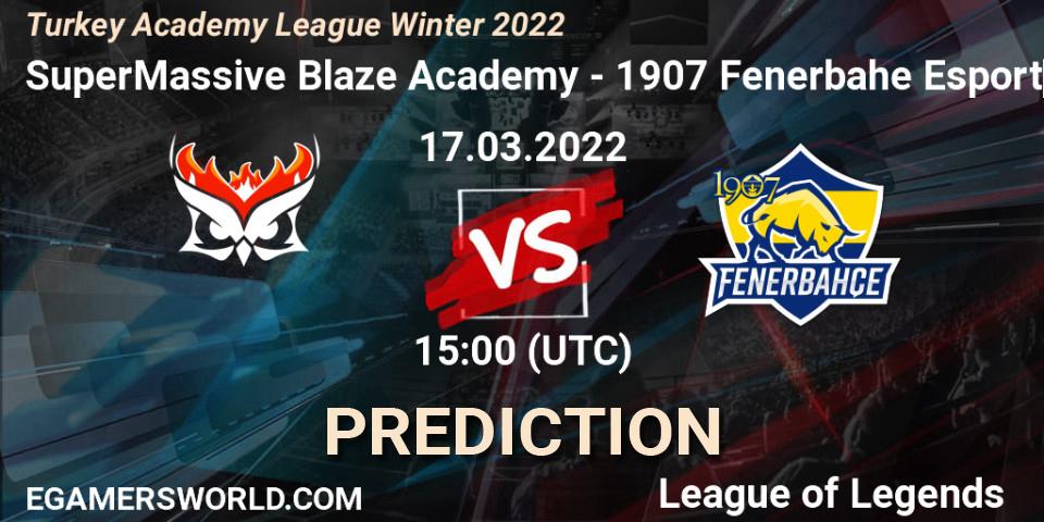 SuperMassive Blaze Academy vs 1907 Fenerbahçe Esports Academy: Match Prediction. 17.03.2022 at 15:00, LoL, Turkey Academy League Winter 2022