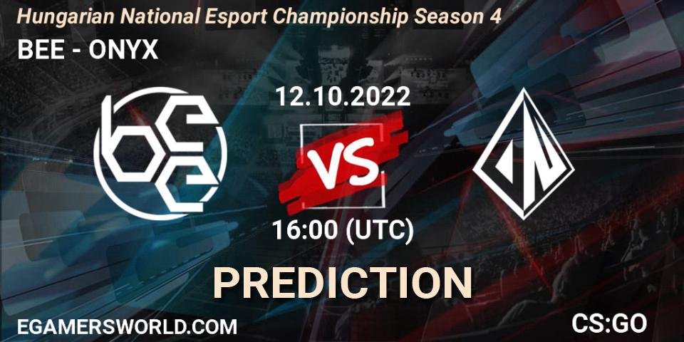 BEE vs ONYX: Match Prediction. 12.10.2022 at 17:00, Counter-Strike (CS2), Magyar Nemzeti E-sport Bajnokság 2022