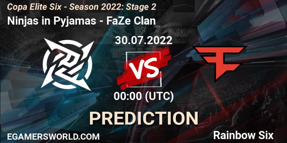 Ninjas in Pyjamas vs FaZe Clan: Match Prediction. 29.07.22, Rainbow Six, Copa Elite Six - Season 2022: Stage 2