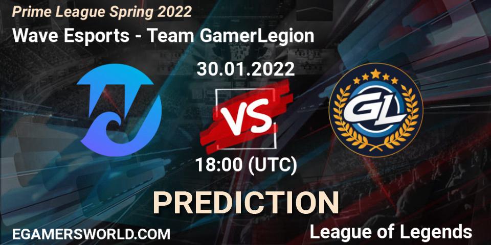 Wave Esports vs Team GamerLegion: Match Prediction. 30.01.2022 at 20:20, LoL, Prime League Spring 2022