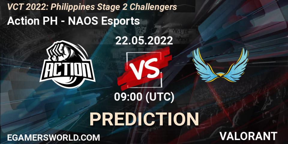 Action PH vs NAOS Esports: Match Prediction. 22.05.2022 at 10:00, VALORANT, VCT 2022: Philippines Stage 2 Challengers