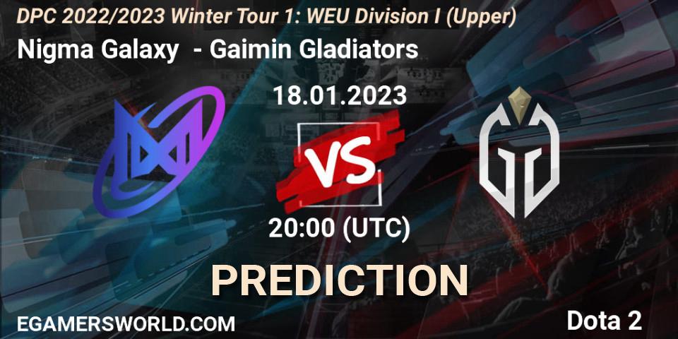 Nigma Galaxy vs Gaimin Gladiators: Match Prediction. 18.01.2023 at 19:56, Dota 2, DPC 2022/2023 Winter Tour 1: WEU Division I (Upper)