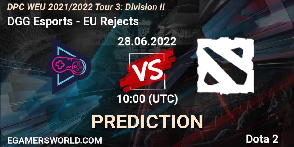 DGG Esports vs EU Rejects: Match Prediction. 28.06.2022 at 09:56, Dota 2, DPC WEU 2021/2022 Tour 3: Division II