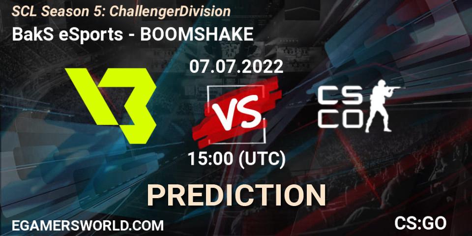 BakS eSports vs BOOMSHAKE: Match Prediction. 06.07.2022 at 18:00, Counter-Strike (CS2), SCL Season 5: Challenger Division