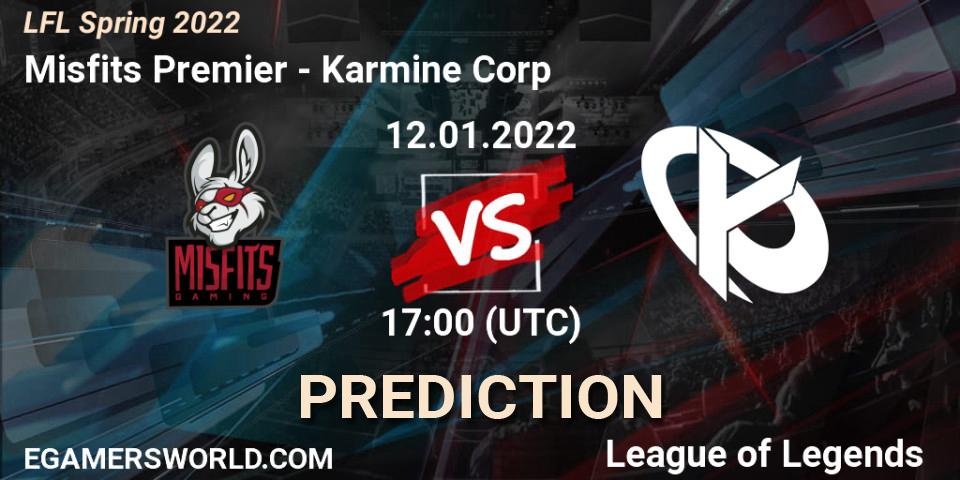 Misfits Premier vs Karmine Corp: Match Prediction. 12.01.2022 at 17:00, LoL, LFL Spring 2022