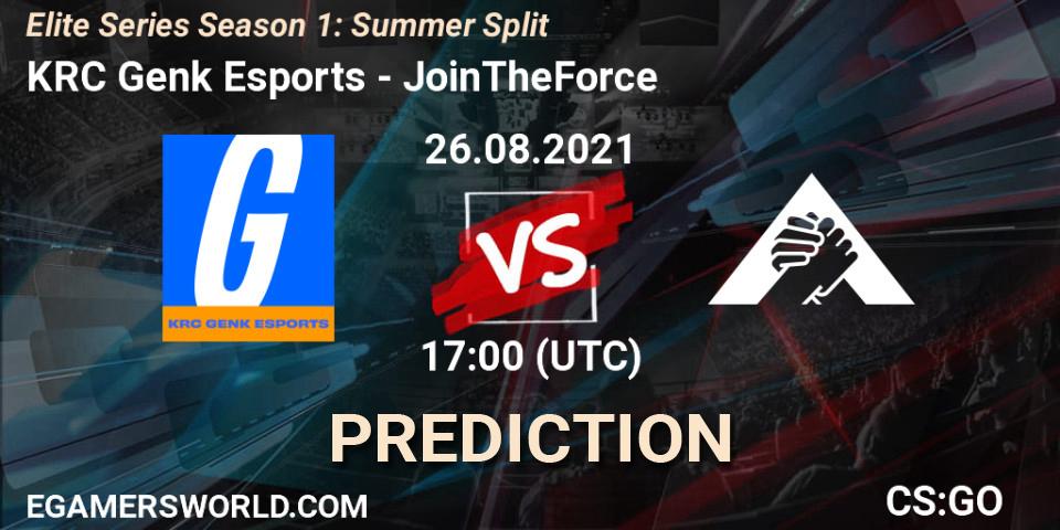 KRC Genk Esports vs JoinTheForce: Match Prediction. 26.08.2021 at 17:00, Counter-Strike (CS2), Elite Series Season 1: Summer Split