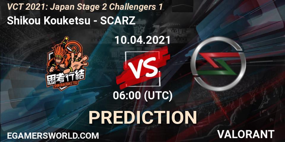 Shikou Kouketsu vs SCARZ: Match Prediction. 10.04.2021 at 06:00, VALORANT, VCT 2021: Japan Stage 2 Challengers 1