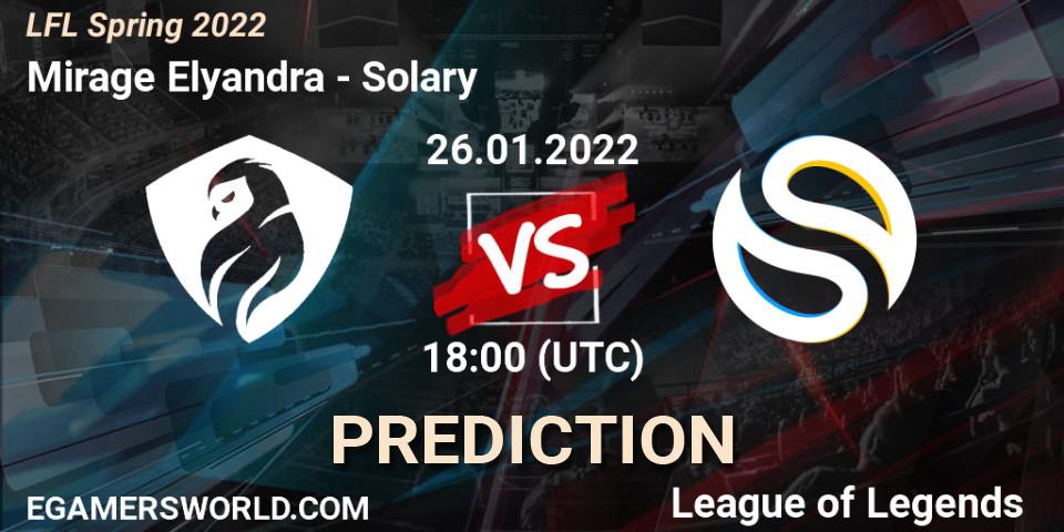 Mirage Elyandra vs Solary: Match Prediction. 26.01.2022 at 18:00, LoL, LFL Spring 2022