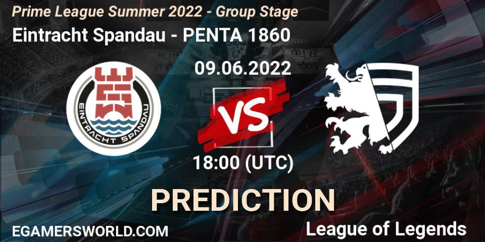 Eintracht Spandau vs PENTA 1860: Match Prediction. 09.06.2022 at 20:00, LoL, Prime League Summer 2022 - Group Stage