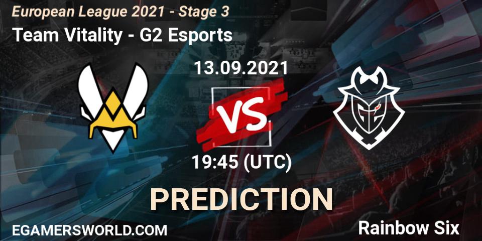 Team Vitality vs G2 Esports: Match Prediction. 13.09.2021 at 19:45, Rainbow Six, European League 2021 - Stage 3