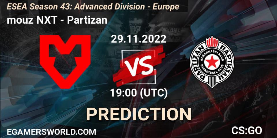 mouz NXT vs Partizan: Match Prediction. 29.11.2022 at 19:00, Counter-Strike (CS2), ESEA Season 43: Advanced Division - Europe