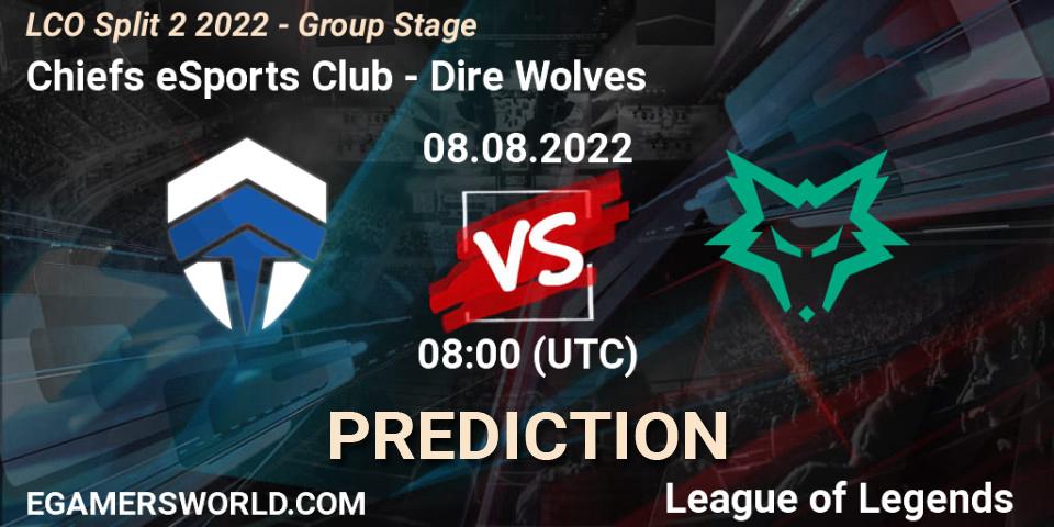 Chiefs eSports Club vs Dire Wolves: Match Prediction. 08.08.2022 at 08:00, LoL, LCO Split 2 2022 - Group Stage