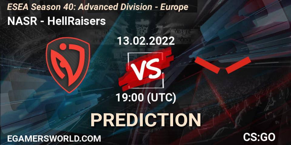 NASR vs HellRaisers: Match Prediction. 13.02.22, CS2 (CS:GO), ESEA Season 40: Advanced Division - Europe