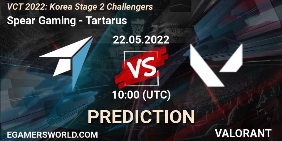 Spear Gaming vs Tartarus: Match Prediction. 22.05.2022 at 10:00, VALORANT, VCT 2022: Korea Stage 2 Challengers