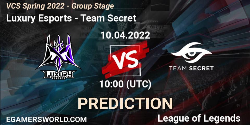Luxury Esports vs Team Secret: Match Prediction. 09.04.2022 at 10:00, LoL, VCS Spring 2022 - Group Stage 